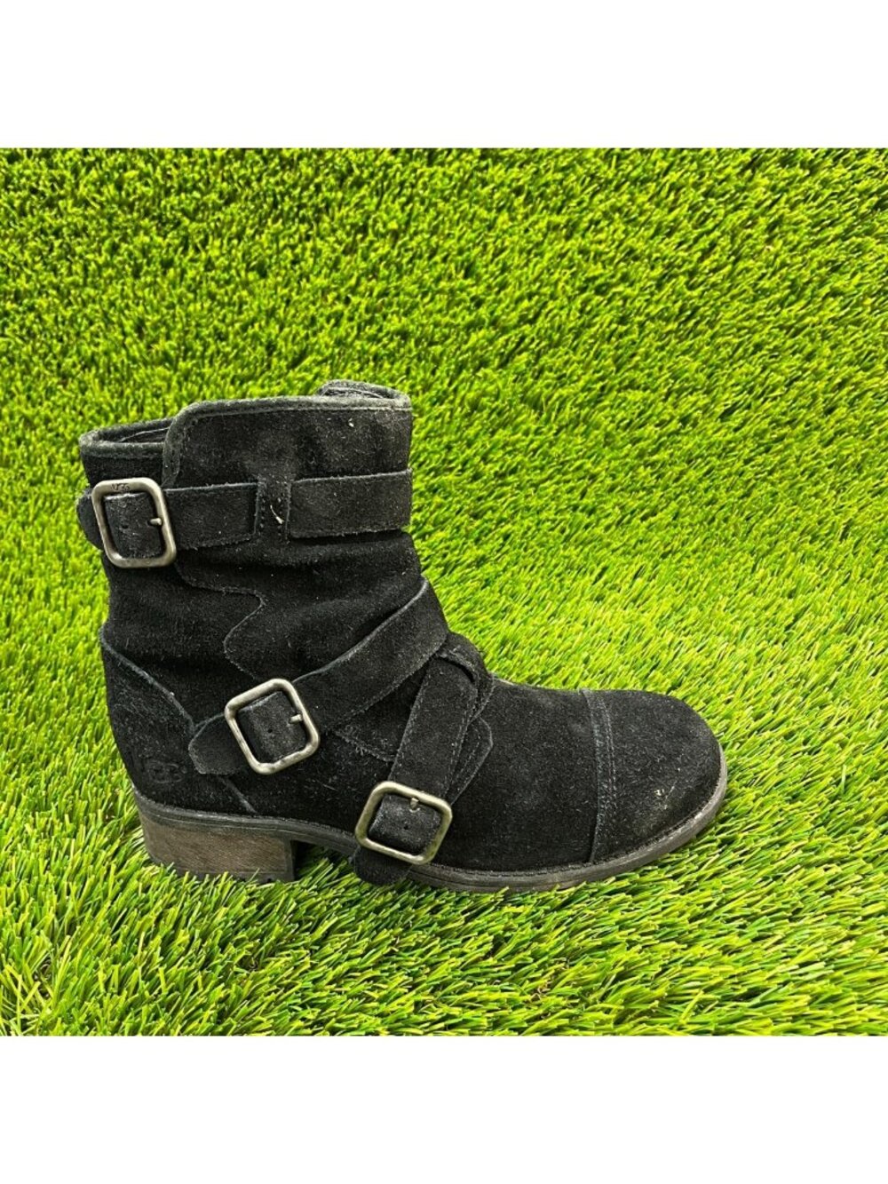 UGG Finney‎ Womens Size 6 Black Classic Casual Biker Moto Suede Ankle Boots